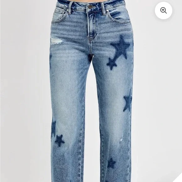 Risen Celeste High Rise Star Shadow Boyfriend Jeans NWT - Picture 1 of 7